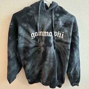 Gamma Phi beta Black tie dye hoodie